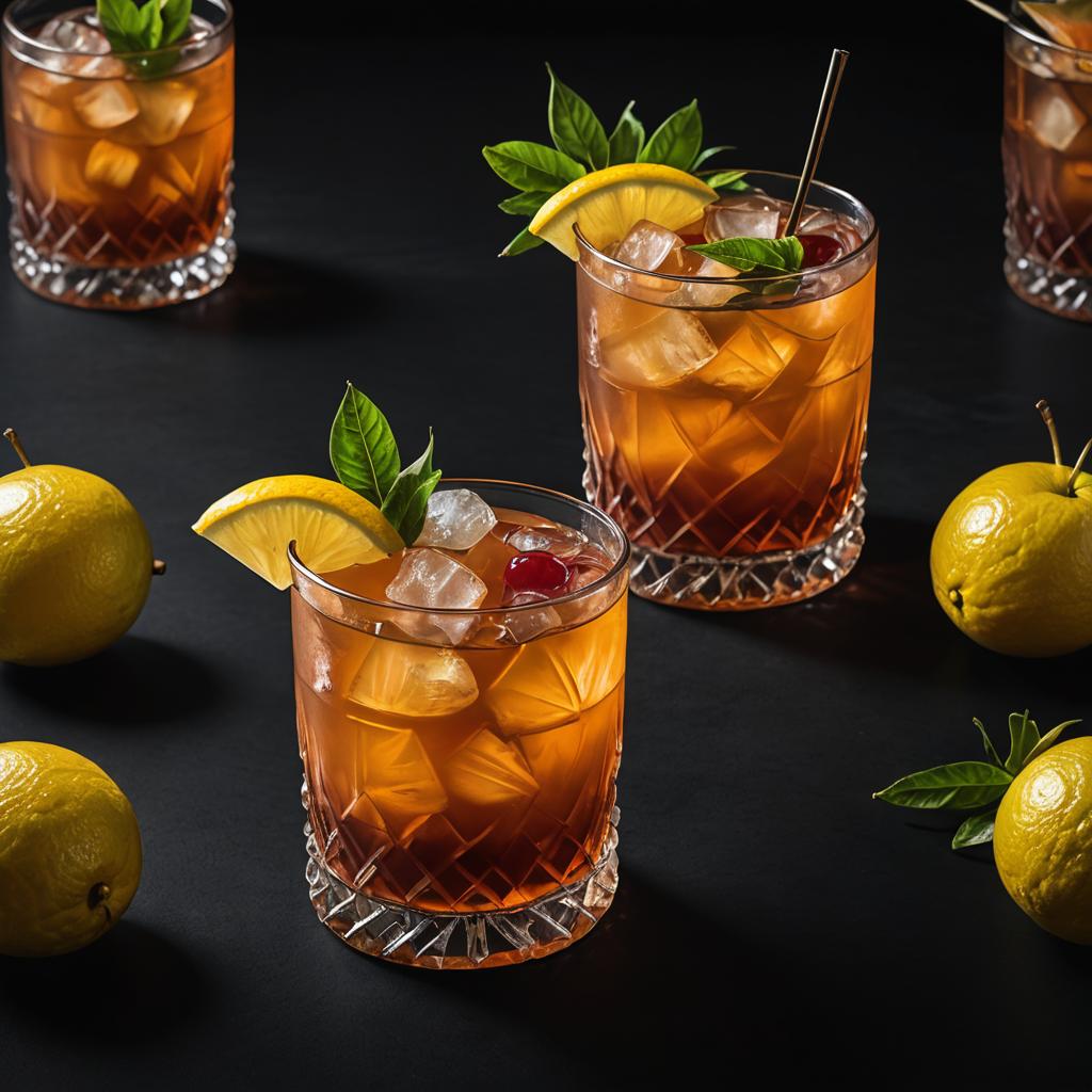 Realistic Mai Tai Cocktail on Dark Background