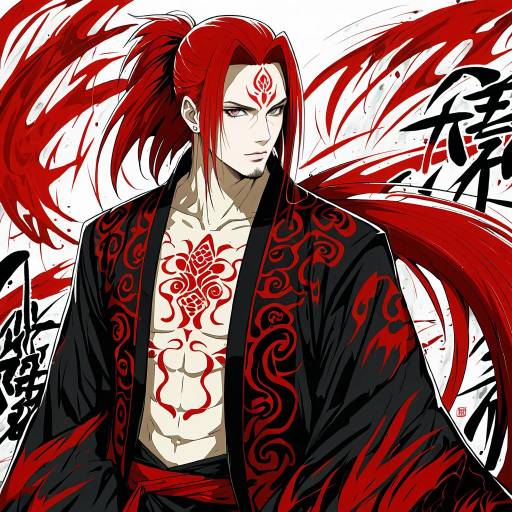 Illustration of Abarai renji, bleach in the style of Kuune rin
