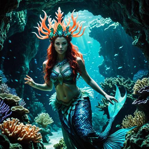 Enchantress Merfolk in Bioluminescent Cave Enchantress Merfolk in Bioluminescent Cave