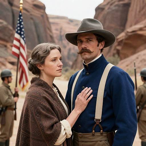 19th Century Western Couple in Canyon