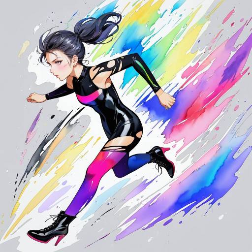 Spectral Princess Sprinting in Vibrant Watercolor Spectral Princess Sprinting in Vibrant Watercolor