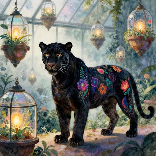 Astral Botanist with Bioluminescent Panther