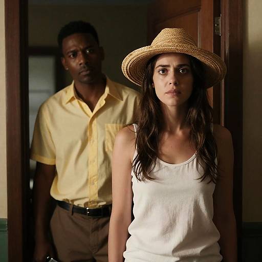 Tense Moment in a Dim Room