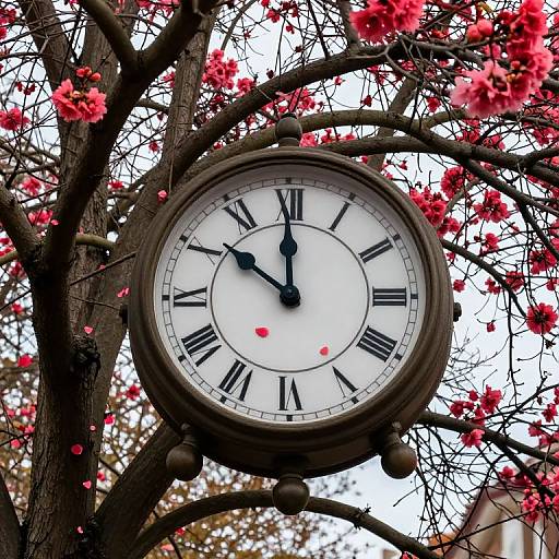 Ancient Clock with Blooming Time
