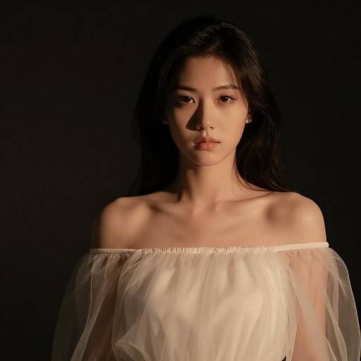 Dramatic Portrait: Young Woman in Sheer Dress