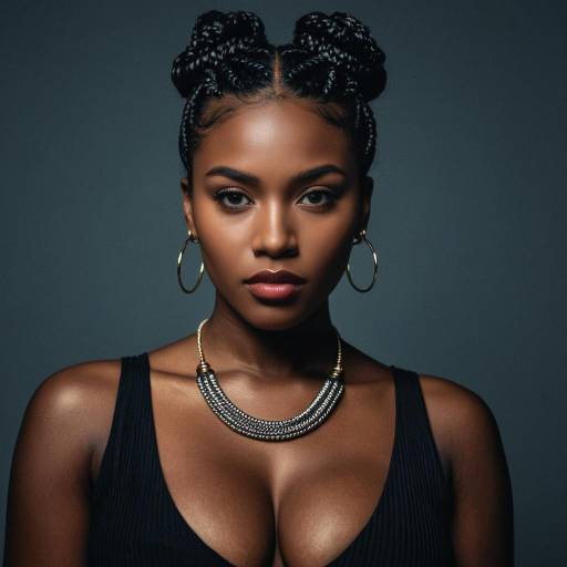 Stylish Dark-Skinned Updo Braided Hairstyle