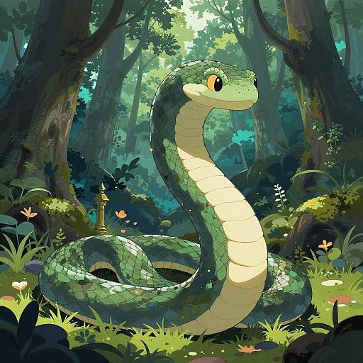 Radiant Mythical Serpent in Otherworldly Forest