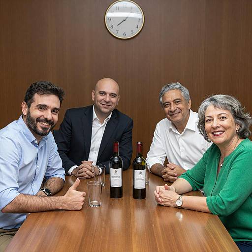 Cheerful Gathering at a Wood-paneled Table