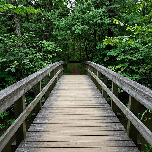 Serene Wooden Forest Bridge