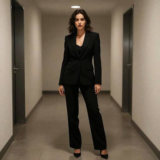 Woman in Black Spy Suit