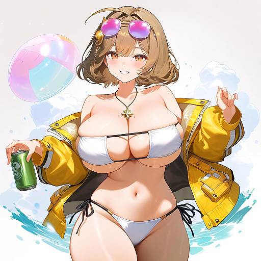 Illustration of Anis (sparkling summer) (nikke), goddess of victory: nikke in the style of Hidari (left side)