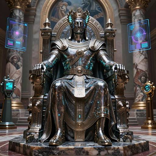 Roman Cyberpunk Emperor on Throne