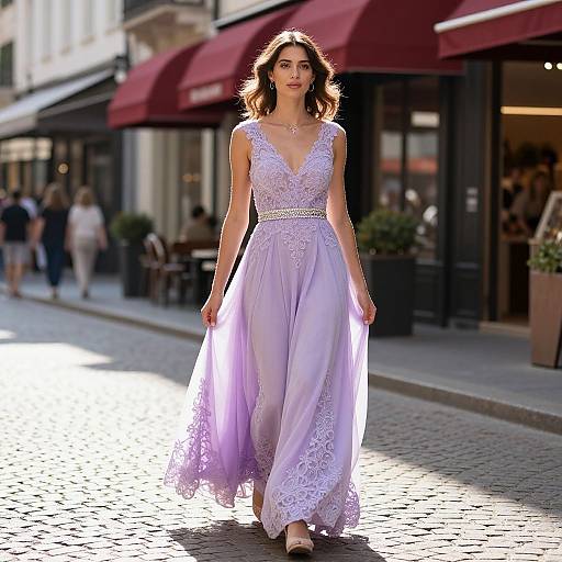 Radiant Woman in Lavender Gown