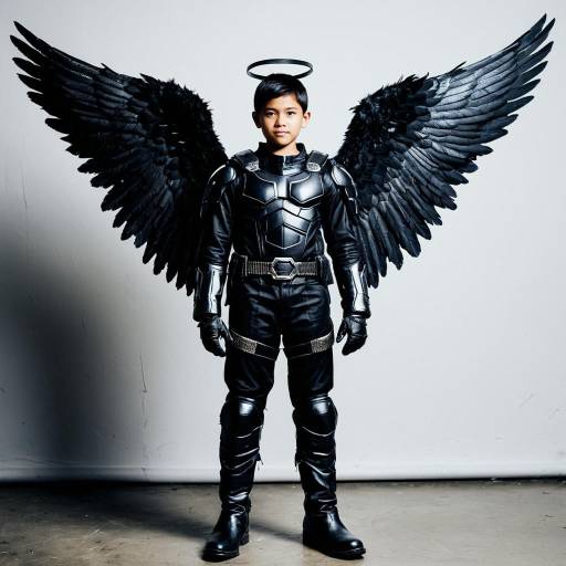 Male Black Angel Costume with Wings