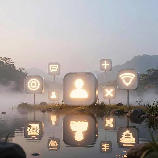 Surreal Glowing Iconic Landscape