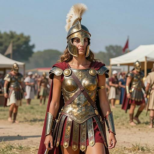 Ancient Greek Warrior Woman in Action