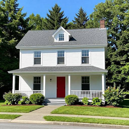 Historic Two-Story White House with Red Door