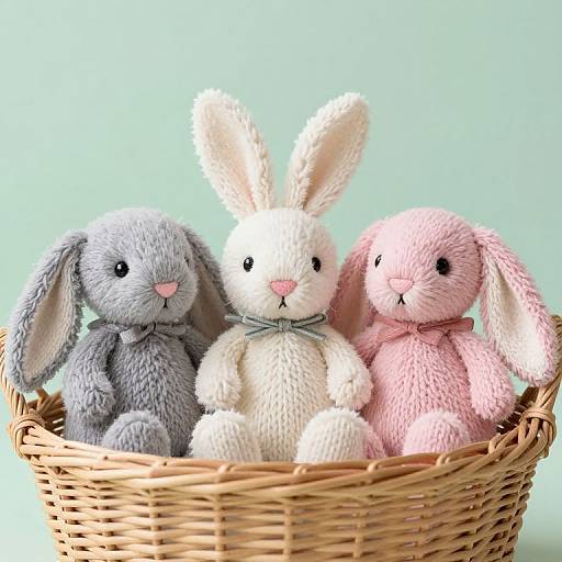 Cozy Hand-Knit Pastel Cotton Rabbits
