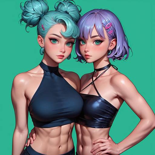 Enchanting Duo: Lilac Hair and Turquoise Spikes