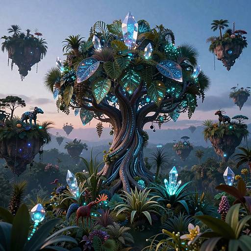 Bioluminescent Techno-Forest Landscape