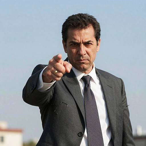 Intense Middle-Aged Man in Torn Suit