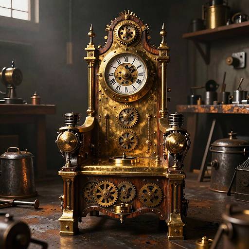 Steampunk Brass and Wood Throne