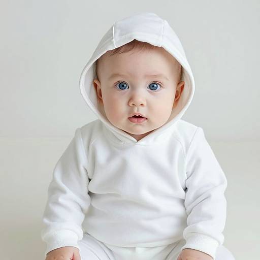 Blue-Eyed Baby in White Hoodie