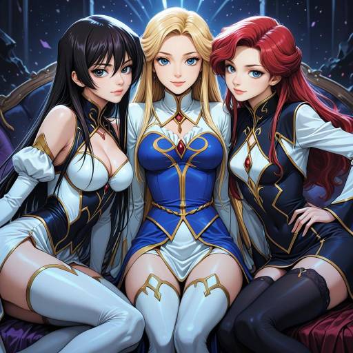 Lelouch with Multiple Girls in Thighhighs