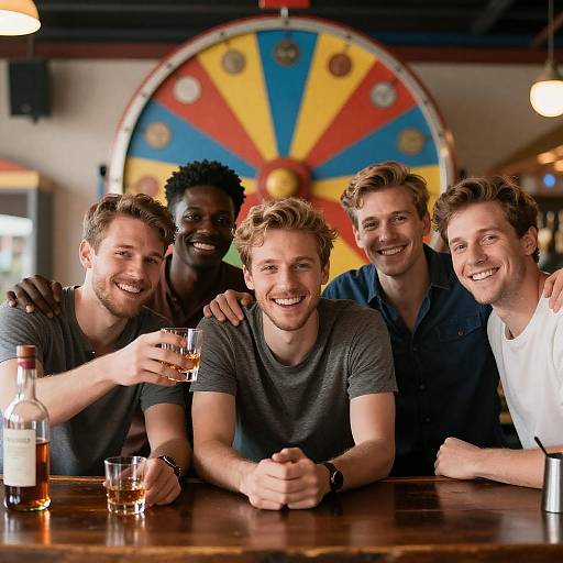 Group of Friends Enjoying Drinks at Bar