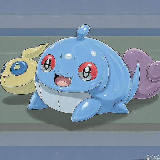 Illustration of Gulpin, pokemon in the style of Tokita monta