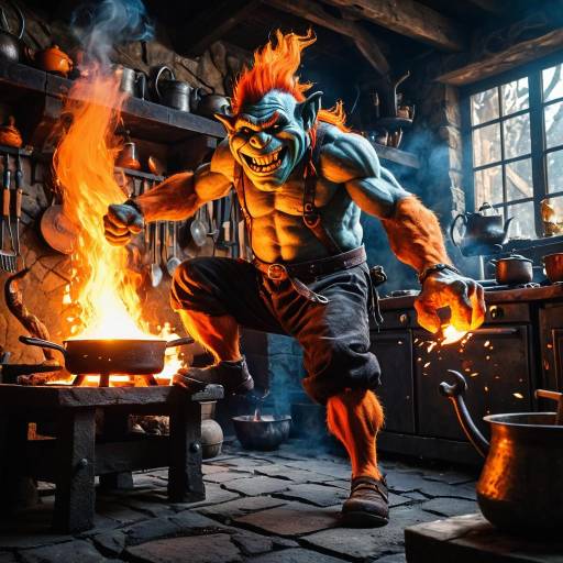 Whimsical Troll Blacksmith in Enchanted Forge