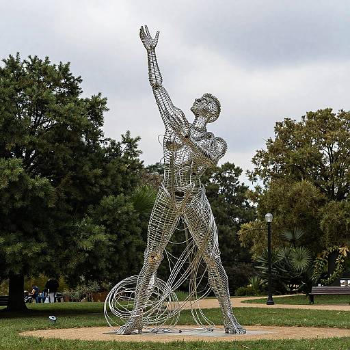 Abstract Wire Sculpture Reaching Upward