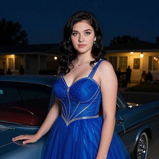 Young Woman in Blue Prom Dress