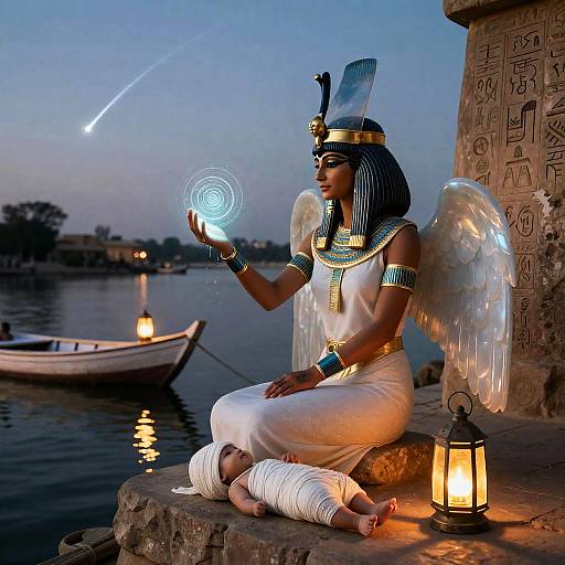 Isis with Ibis Wings at Twilight