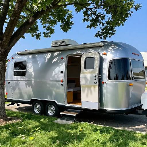 Shiny Silver Airstream in Nature