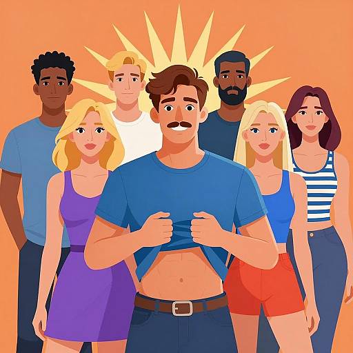 Vibrant Group Portrait in Orange