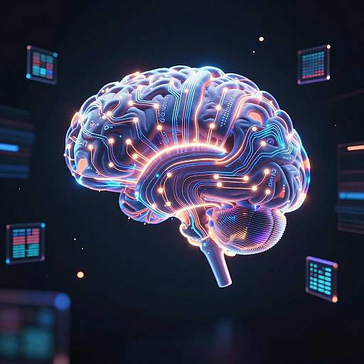 AI Brain with Neon Circuitry