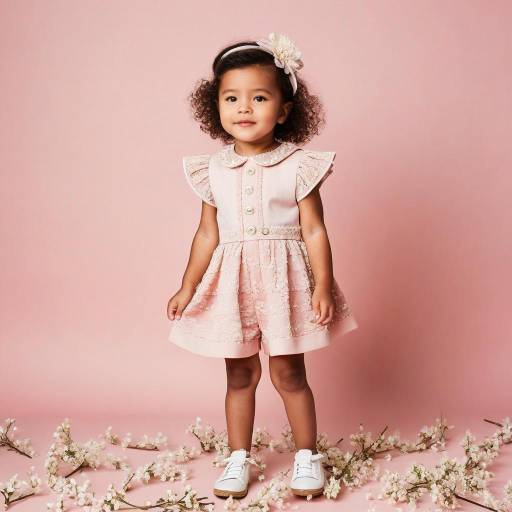 Toddler Girl in Pink Dress with Flowers
