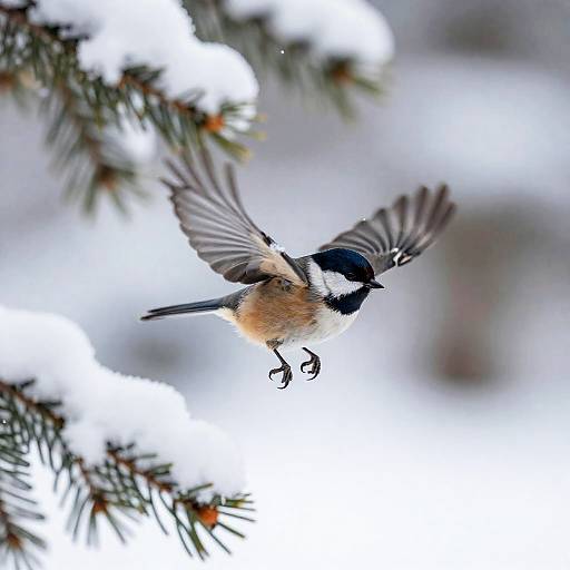 Smoky Indigo Bird on Snowy Branch