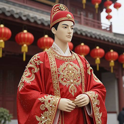 Regal Mannequin in Opulent Red Robe