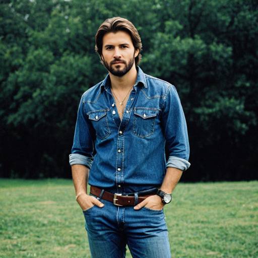 Man in Denim Outfit Outdoors