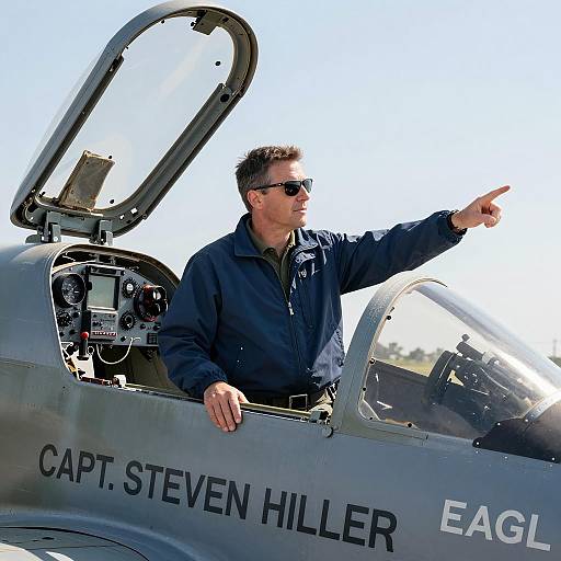Focused Pilot in a Damaged Cockpit