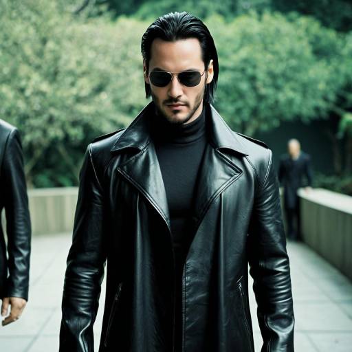 Man in Black Leather Trench Coat and Sunglasses