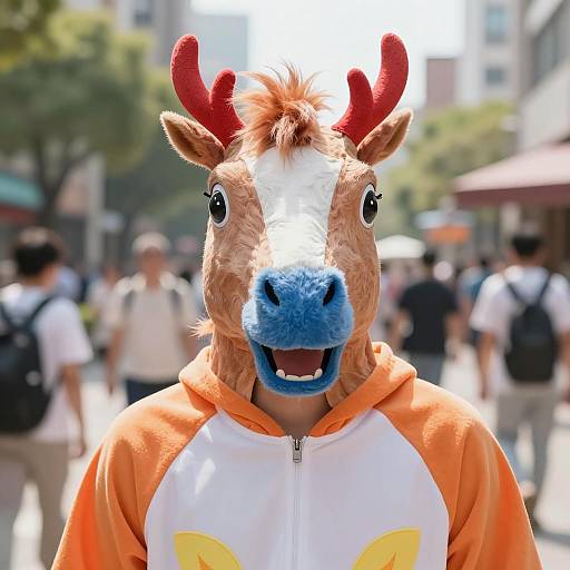 Young Man in Whimsical Blippi Costume
