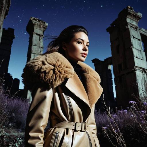 Futuristic Fashion Portrait with Camel Synthetic Fur