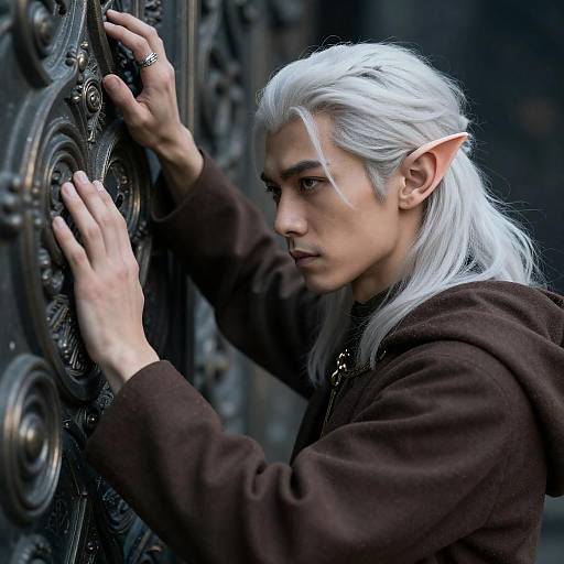 Intense Young Elf with Metallic Surface