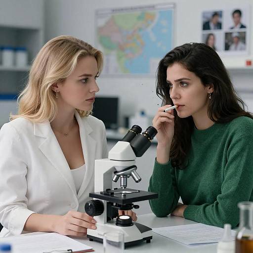 Laboratory Encounter Between Two Women