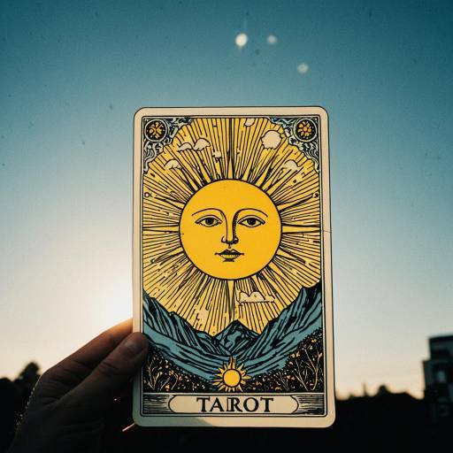 Expressive Tarot Card with Sunset Sun