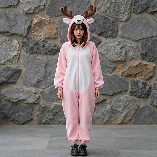 Whimsical Pink Deer Woman Costume Photoshoot