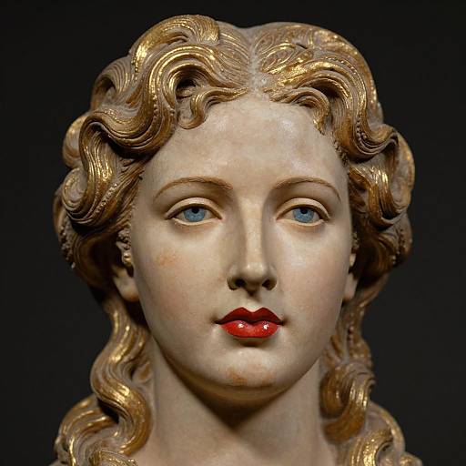 Classic Golden Curled Woman Sculpture